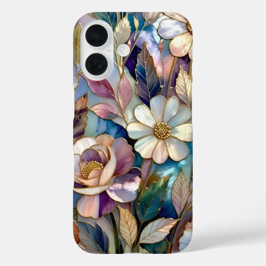 カラフルステンドグラスiPhoneケース紫の花 Case-Mate iPhoneケース (裏面)