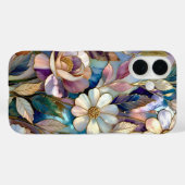 カラフルステンドグラスiPhoneケース紫の花 Case-Mate iPhoneケース (裏面 (横))