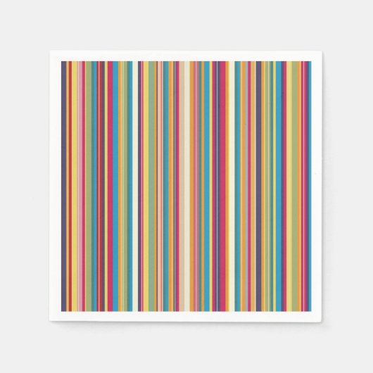 カラフルストライプかわいらし スタンダードカクテルナプキン (正面)