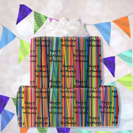 カラフルストライプすべての行事 ラッピングペーパー