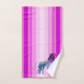 カラフルストライプとユニコーン バスタオルセット (ハンドタオル)