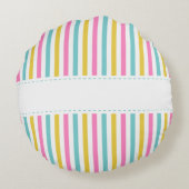 カラフルストライプなパターン名前をカスタムする ラウンドクッション (裏面)
