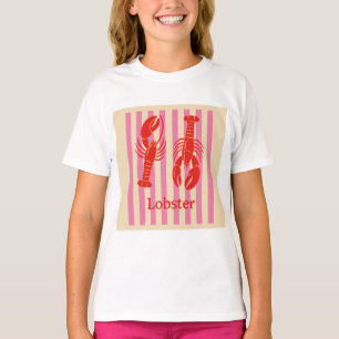 カラフルストライプに映える鮮やかなロブスター Tシャツ