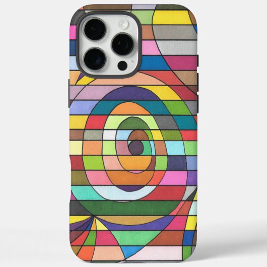 カラフルストライプのアブストラクト スパイラルセンター Case-Mate iPhoneケース (裏面)