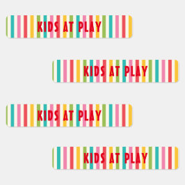 カラフルストライプのカスタムSkinny Iron On ラベル
