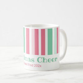 カラフルストライプのクリスマス コーヒーマグカップ
