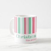 カラフルストライプのクリスマス コーヒーマグカップ (正面左)