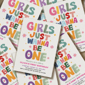 カラフルストライプのバースデー Girls Just Wanna Be One 招待状