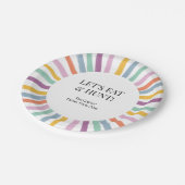カラフルストライプのモダンキッズイースターエッグ狩りパーティー ペーパープレート (アングル)