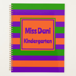 カラフルストライプの可愛い学校先生 プランナー手帳