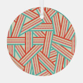 カラフルストライプの抽象芸術 ガラスオーナメント (裏面)