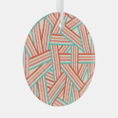 カラフルストライプの抽象芸術 ガラスオーナメント (正面右)