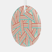 カラフルストライプの抽象芸術 ガラスオーナメント (正面左)