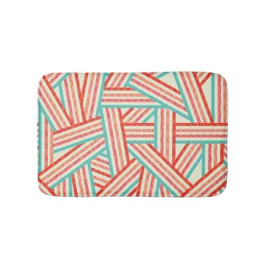 カラフルストライプの抽象芸術 バスマット (正面)