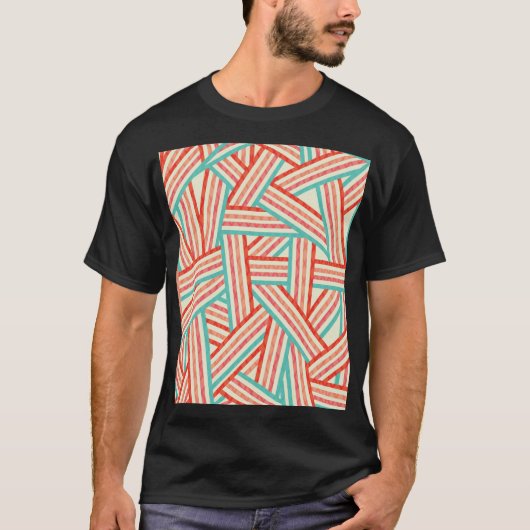 カラフルストライプの抽象芸術 Tシャツ (正面)