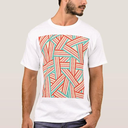 カラフルストライプの抽象芸術 Tシャツ (正面)