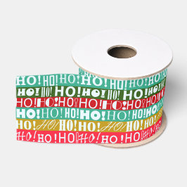 カラフルストライプの楽しいクリスマス HO! HO! HO! グログランリボン