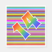 カラフルストライプイベント数+レインボーパターン「14」 スタンダードランチョンナプキン (正面)