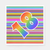 カラフルストライプイベント数+レインボーパターン「18」 スタンダードランチョンナプキン (正面)