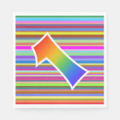 カラフルストライプイベント数+レインボーパターン「1」 スタンダードランチョンナプキン (正面)