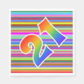 カラフルストライプイベント数+レインボーパターン「21」 スタンダードランチョンナプキン (正面)