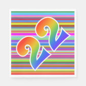 カラフルストライプイベント数+レインボーパターン「22」 スタンダードランチョンナプキン (正面)