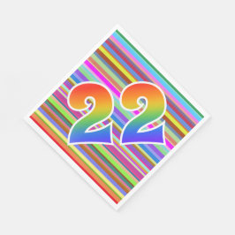 カラフルストライプイベント数+レインボーパターン「22」 スタンダードランチョンナプキン