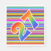 カラフルストライプイベント数+レインボーパターン「27」 スタンダードランチョンナプキン (正面)