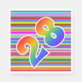 カラフルストライプイベント数+レインボーパターン「28」 スタンダードランチョンナプキン (正面)