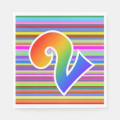 カラフルストライプイベント数+レインボーパターン「2」 スタンダードランチョンナプキン (正面)