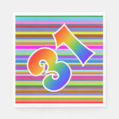 カラフルストライプイベント数+レインボーパターン「31」 スタンダードランチョンナプキン (正面)