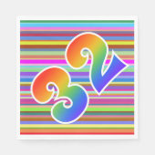 カラフルストライプイベント数+レインボーパターン「32」 スタンダードランチョンナプキン (正面)