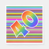 カラフルストライプイベント数+レインボーパターン「40」 スタンダードランチョンナプキン (正面)