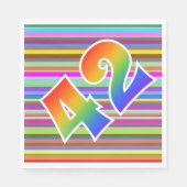 カラフルストライプイベント数+レインボーパターン「42」 スタンダードランチョンナプキン (正面)