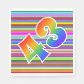 カラフルストライプイベント数+レインボーパターン「43」 スタンダードランチョンナプキン (正面)