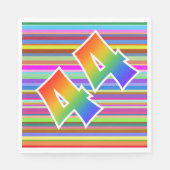 カラフルストライプイベント数+レインボーパターン「44」 スタンダードランチョンナプキン (正面)