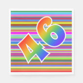 カラフルストライプイベント数+レインボーパターン「46」 スタンダードランチョンナプキン (正面)