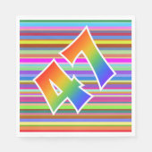 カラフルストライプイベント数+レインボーパターン「47」 スタンダードランチョンナプキン (正面)