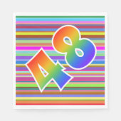 カラフルストライプイベント数+レインボーパターン「48」 スタンダードランチョンナプキン (正面)