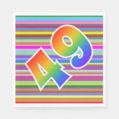 カラフルストライプイベント数+レインボーパターン「49」 スタンダードランチョンナプキン (正面)