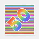 カラフルストライプイベント数+レインボーパターン「50」 スタンダードランチョンナプキン (正面)