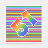 カラフルストライプイベント数+レインボーパターン「51」 スタンダードランチョンナプキン (正面)