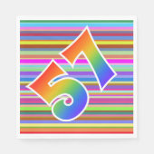 カラフルストライプイベント数+レインボーパターン「57」 スタンダードランチョンナプキン (正面)