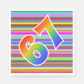 カラフルストライプイベント数+レインボーパターン「67」 スタンダードランチョンナプキン (正面)