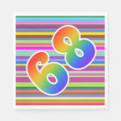 カラフルストライプイベント数+レインボーパターン「68」 スタンダードランチョンナプキン (正面)