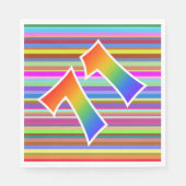 カラフルストライプイベント数+レインボーパターン「71」 スタンダードランチョンナプキン (正面)