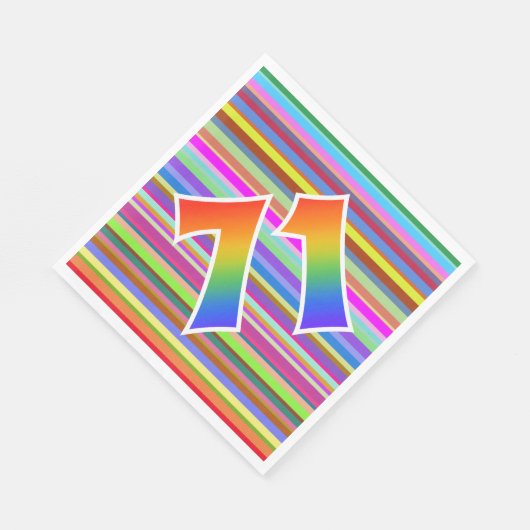 カラフルストライプイベント数+レインボーパターン「71」 スタンダードランチョンナプキン (角)