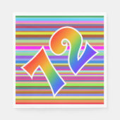 カラフルストライプイベント数+レインボーパターン「72」 スタンダードランチョンナプキン (正面)