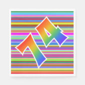 カラフルストライプイベント数+レインボーパターン「74」 スタンダードランチョンナプキン (正面)