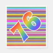 カラフルストライプイベント数+レインボーパターン「76」 スタンダードランチョンナプキン (正面)